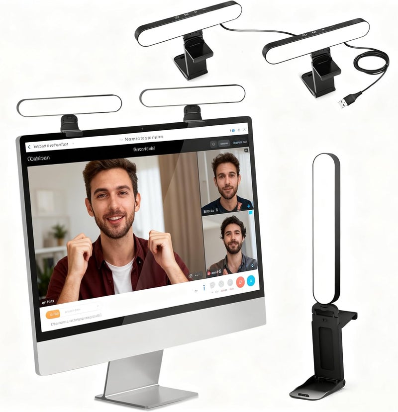 UBeesize Video Conference Lighting, LED Streaming Light for Video Calls, Webcam Light with Adjustable Monitor Mount, Zoom Lighting for Computer, Laptop Ring Light for Video Recording, Double Kit - Image 1